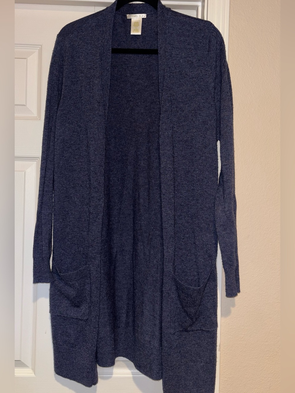 Cozy Open-Front Navy Sweater Cardigan - Women's long Large Matty M